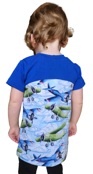 Chandail manches courtes - Avions et bleu royal