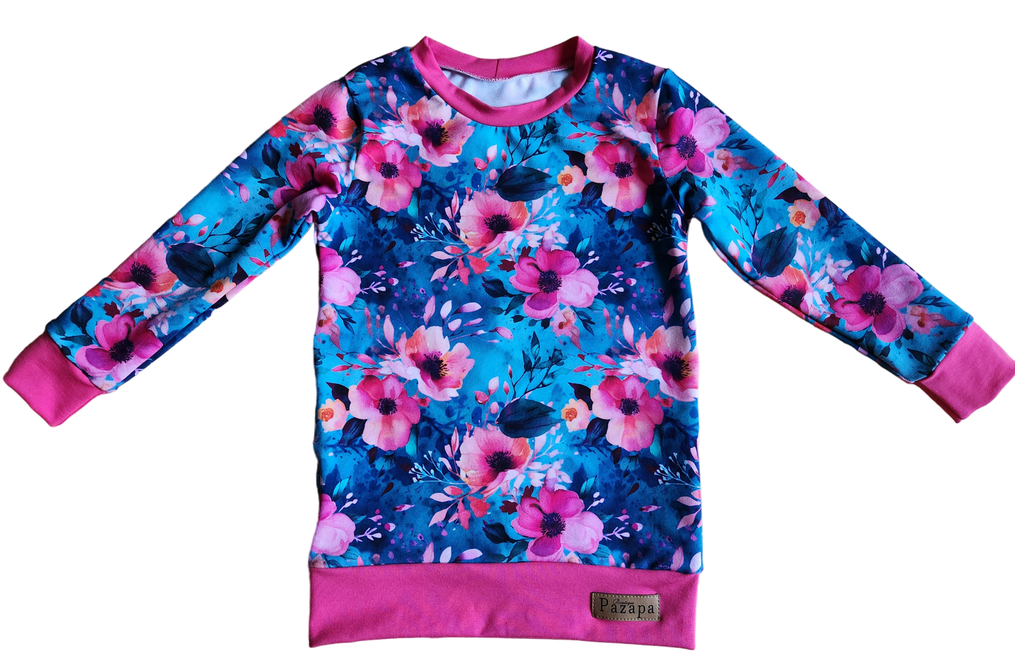Chandail long - Fleurs fushia aqua