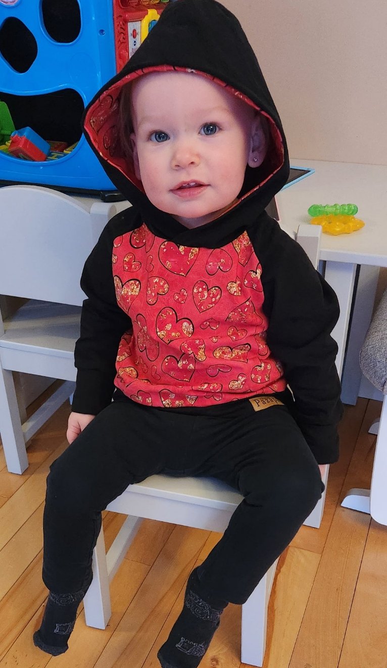 Hoodie - Coeurs rouges et ors