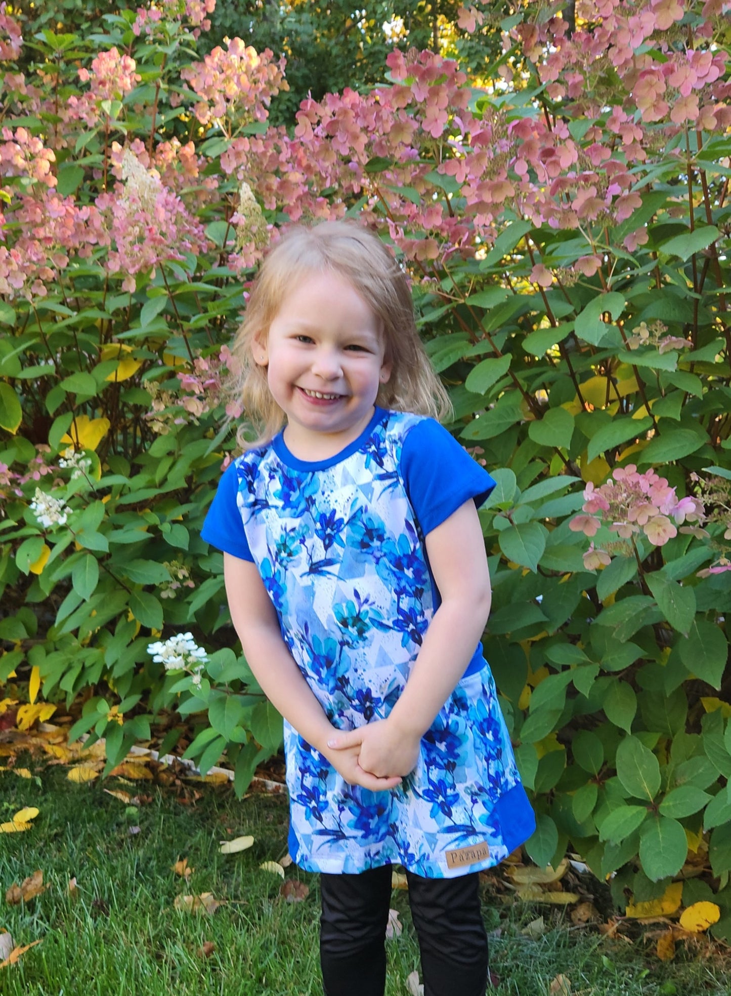 Robe tunique avec poches - Fleurs bleues turquoises