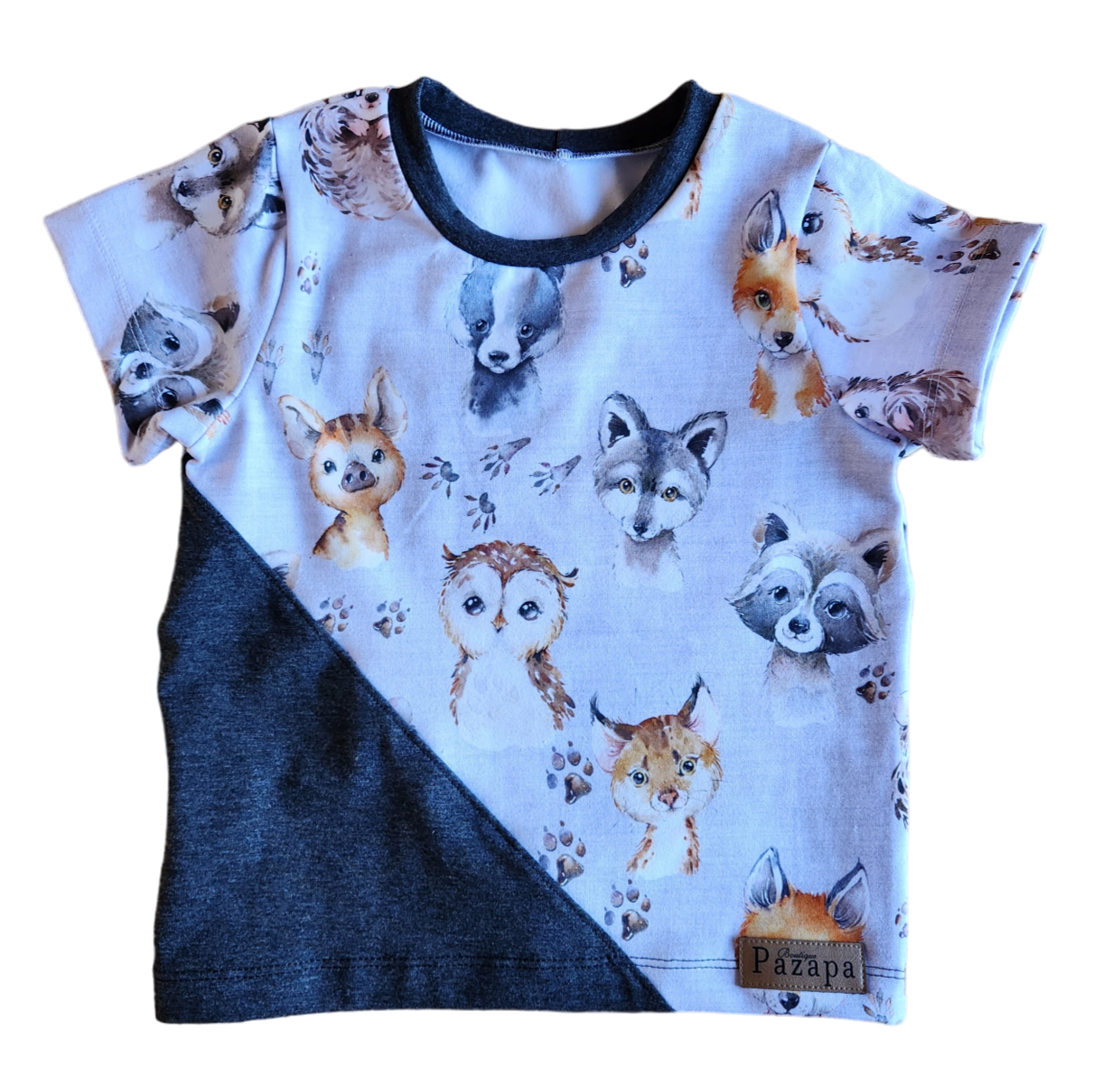 Chandail diagonal - Gris 2 tons / Bébés animaux
