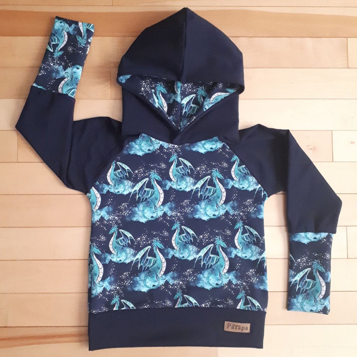 Hoodie - Dragons turquoises et bleu marine