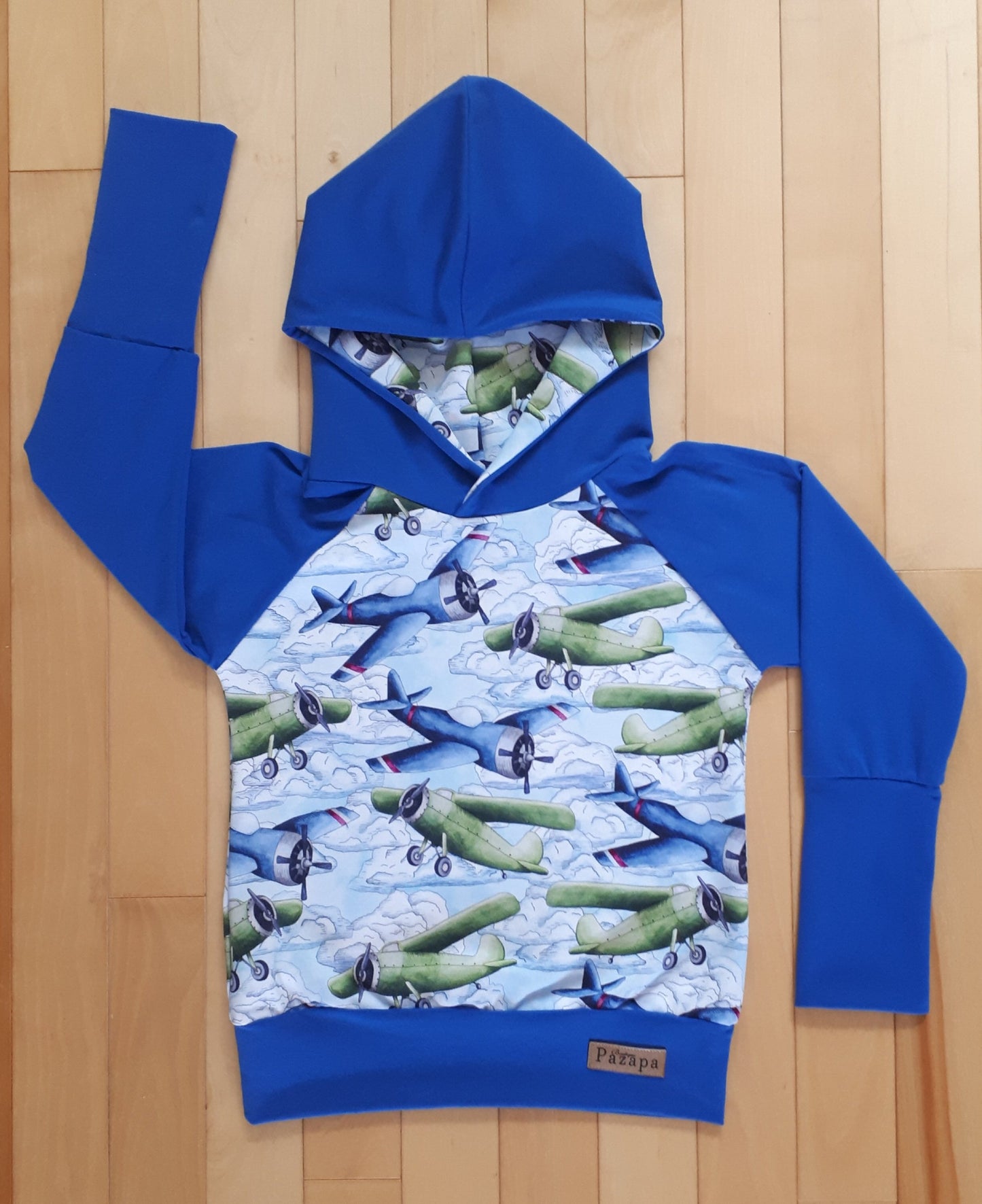 Hoodie - Avions bleus et verts - Bleu royal