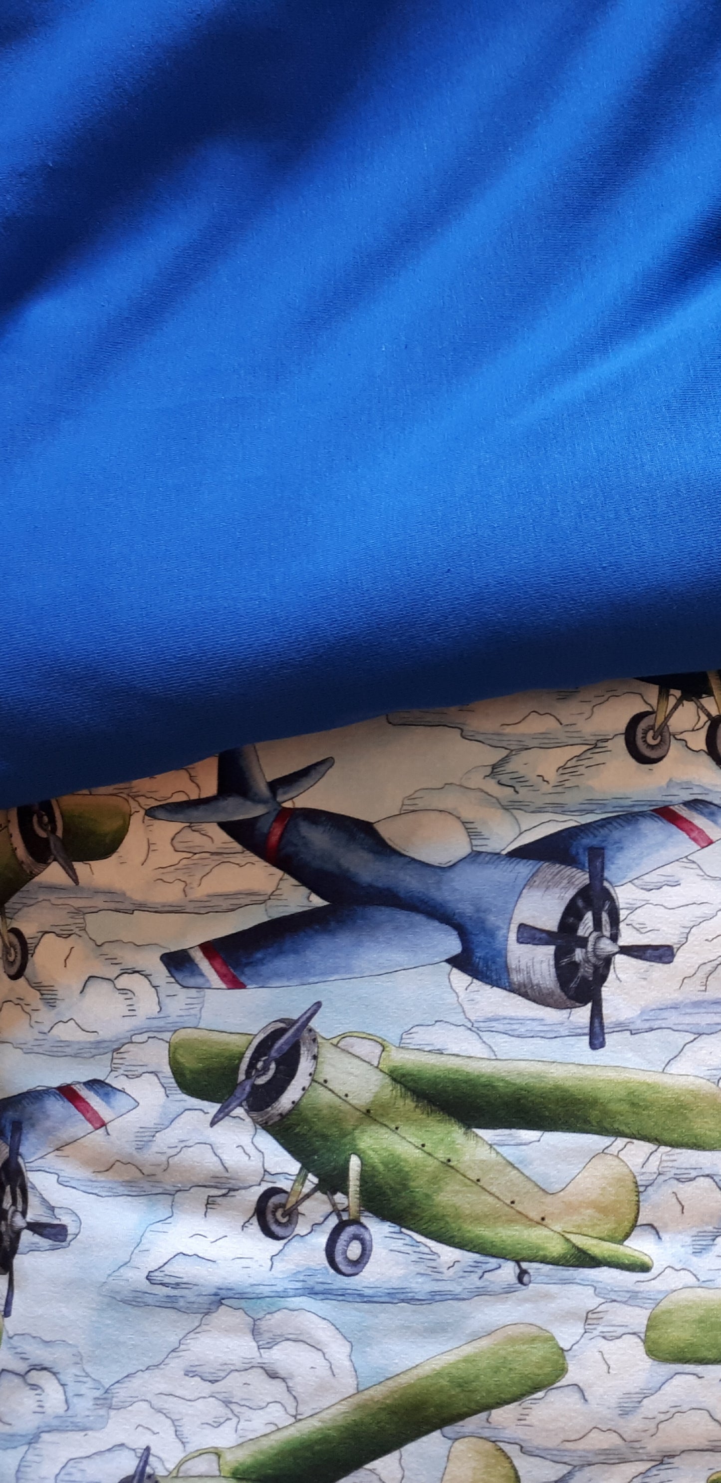 Chandail à manches longues - Avions bleus et verts - Bleu royal
