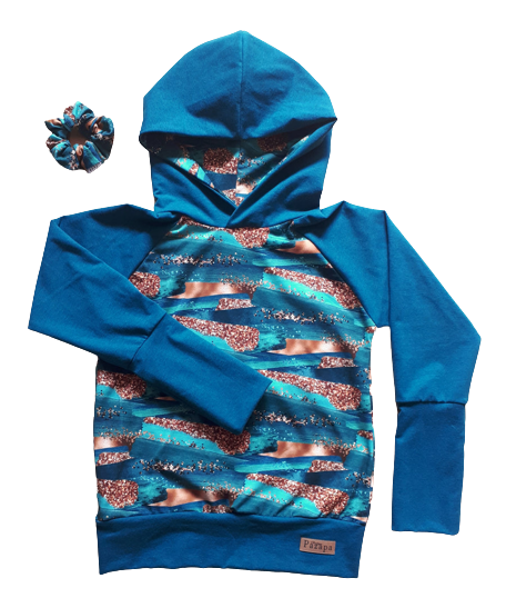 Hoodie - Peinture turquoise et or