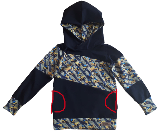 Hoodie diagonal avec poches - Camions de construction jaunes
