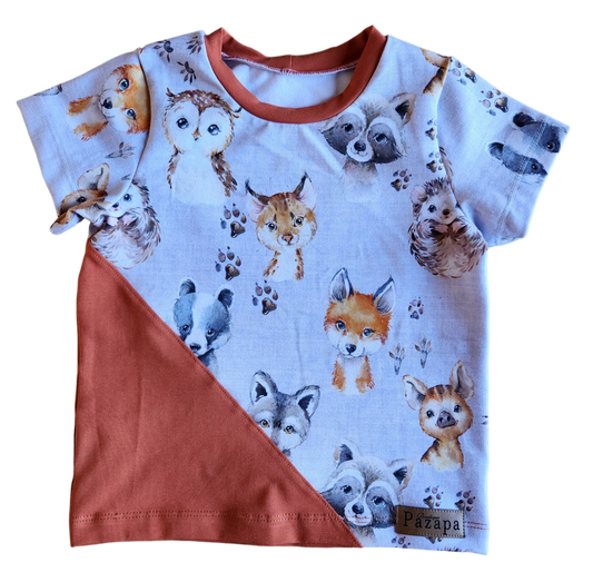 Chandail diagonal - Orange / Bébés animaux