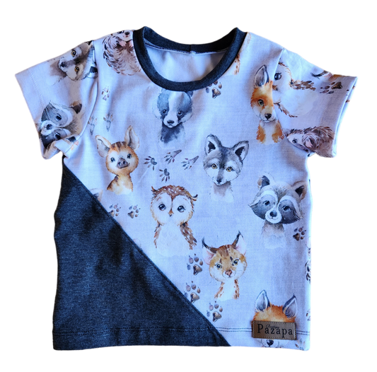 Chandail diagonal - Gris 2 tons / Bébés animaux