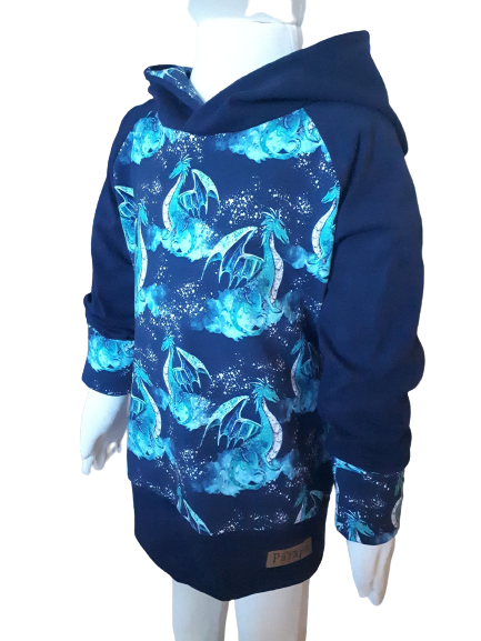 Hoodie - Dragons turquoises et bleu marine