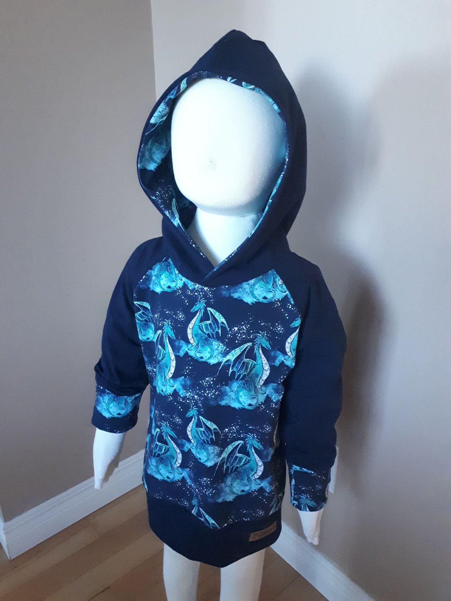 Hoodie - Dragons turquoises et bleu marine