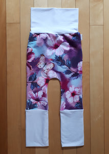 Pantalons évolutifs - Fleurs roses éclatantes et papillons
