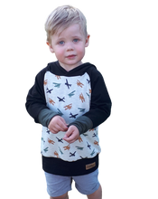 Hoodie - Avions noirs, kakis et rouilles
