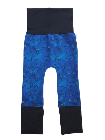 Pantalons évolutifs - Dinosaures bleus origami