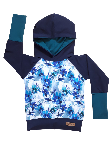 Hoodie - Fleurs bleues turquoises