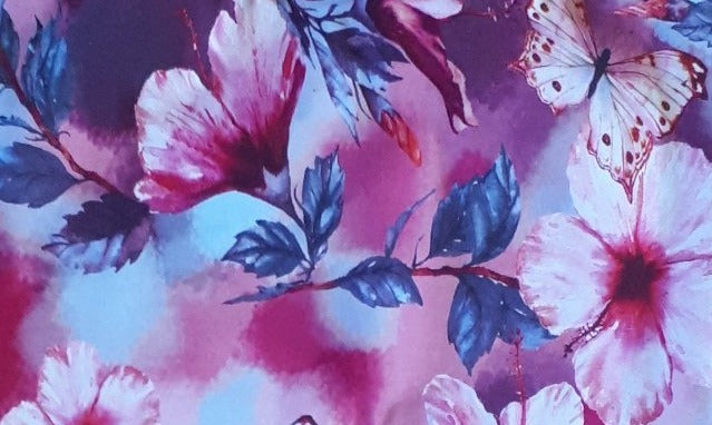 Cache-cou - Fleurs roses éclatantes et papillons