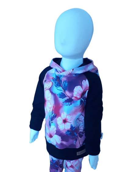 Hoodie - Fleurs roses éclatantes et papillons