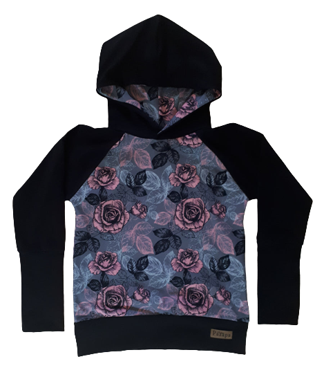 Hoodie - Fleurs roses et noires